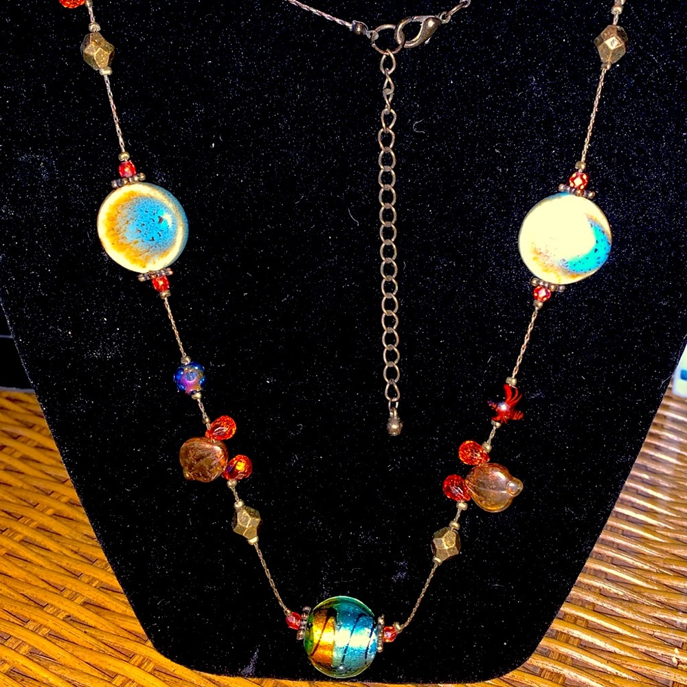 Vintage Glass, crystal and beaded necklace